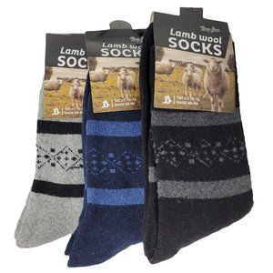 NEW Men's Lamb Wool Crew Socks, Warm Winter Heavy Duty Boot, Size 10-13, 3 Pair